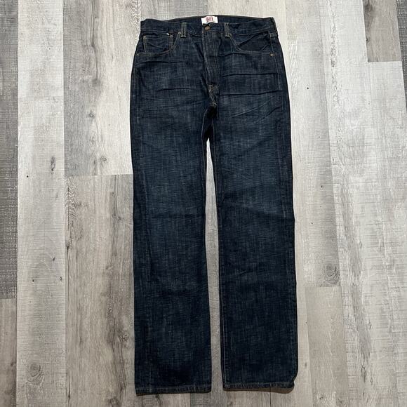 VTG Levi's Dark Wash 501 Jeans Men's Button Fly Straight Leg Y2K Size 35x33.5 - Picture 1 of 6